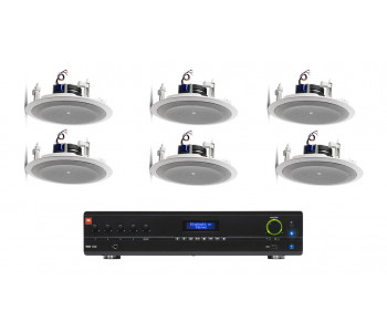 Комплект акустики 6 потолочных динамика JBL 8128 | Bluetooth | 6х6Вт